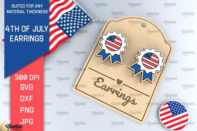 4th of July Earrings Lasercut. Independence Day Earrings SVG SVG Evgenyia Guschina 