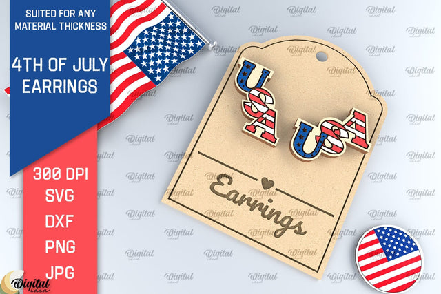4th of July Earrings Lasercut. Independence Day Earrings SVG SVG Evgenyia Guschina 