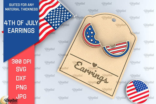4th of July Earrings Lasercut. Independence Day Earrings SVG SVG Evgenyia Guschina 