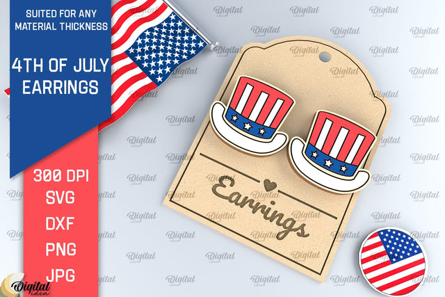 4th of July Earrings Lasercut. Independence Day Earrings SVG SVG Evgenyia Guschina 