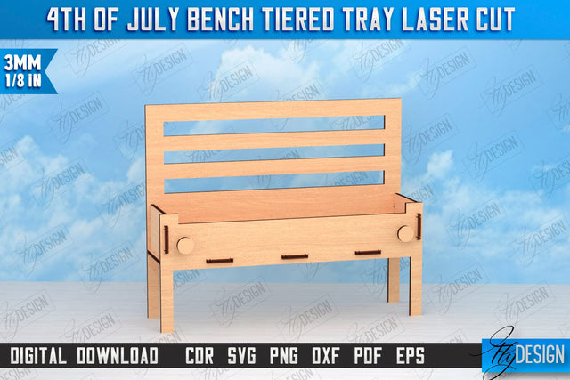 4th of July Element Laser Cut | Patriotic Sign | Independence Day | Red White and Blue | Bench |CNC File SVG Fly Design 