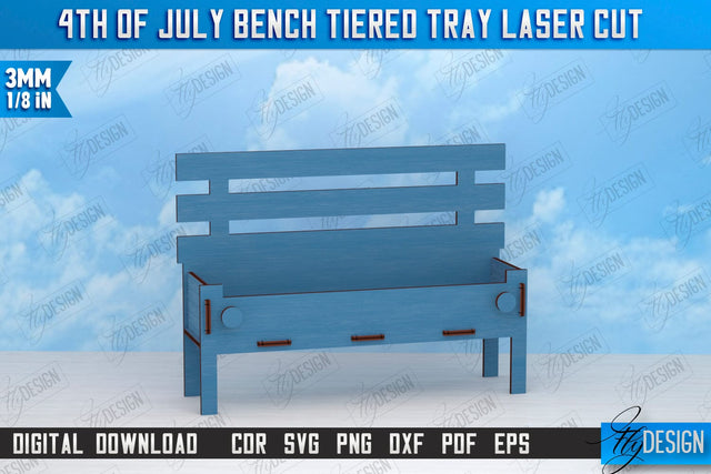 4th of July Element Laser Cut | Patriotic Sign | Independence Day | Red White and Blue | Bench |CNC File SVG Fly Design 