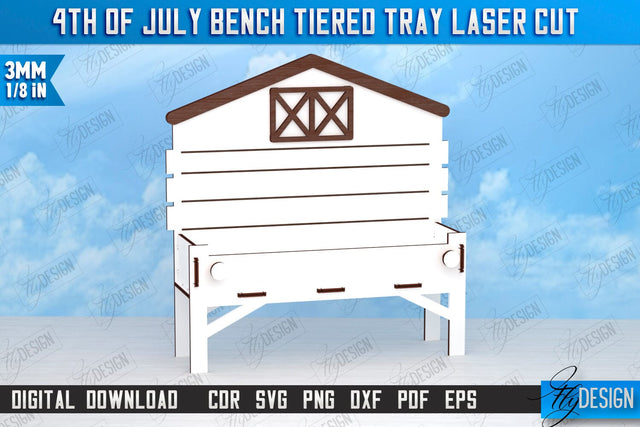 4th of July Element Laser Cut | Patriotic Sign | Independence Day | Red White and Blue | Bench |CNC File SVG Fly Design 