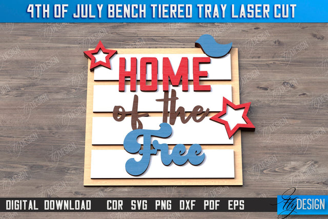 4th of July Element Laser Cut | Patriotic Sign | Independence Day | Red White and Blue | CNC File SVG Fly Design 