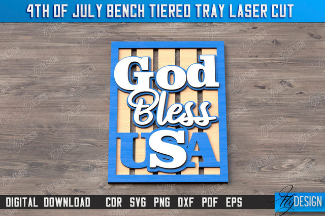 4th of July Element Laser Cut | Patriotic Sign | Independence Day | Red White and Blue | CNC File SVG Fly Design 