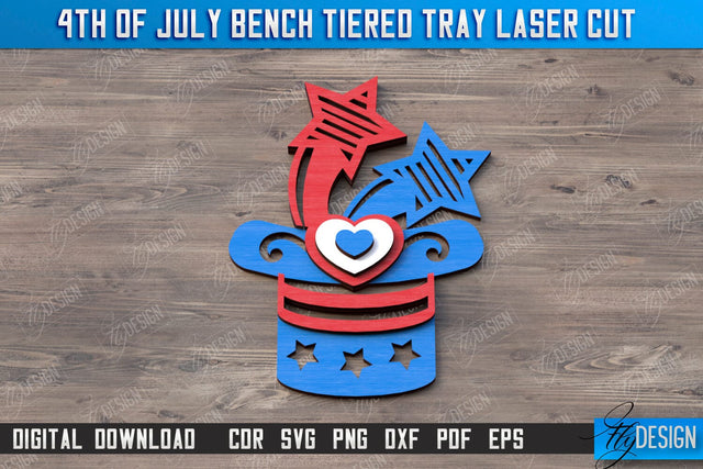 4th of July Element Laser Cut | Patriotic Sign | Independence Day | Red White and Blue | CNC File SVG Fly Design 