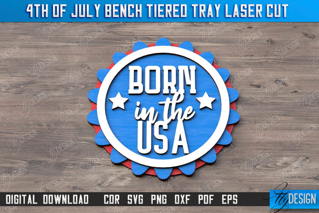 4th of July Element Laser Cut | Patriotic Sign | Independence Day | Red White and Blue | CNC File SVG Fly Design 