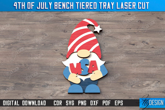 4th of July Element Laser Cut | Patriotic Sign | Independence Day | Red White and Blue | CNC File SVG Fly Design 