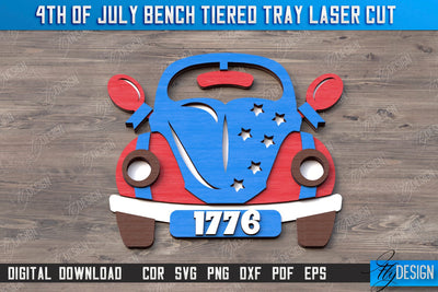 4th of July Element Laser Cut | Patriotic Sign | Independence Day | Red White and Blue | CNC File SVG Fly Design 
