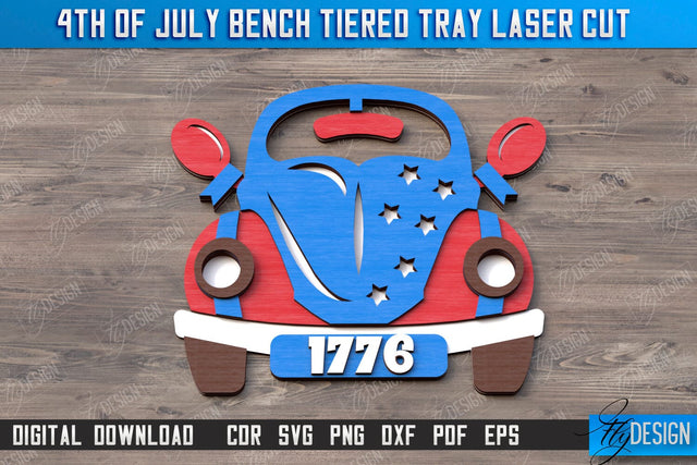 4th of July Element Laser Cut | Patriotic Sign | Independence Day | Red White and Blue | CNC File SVG Fly Design 