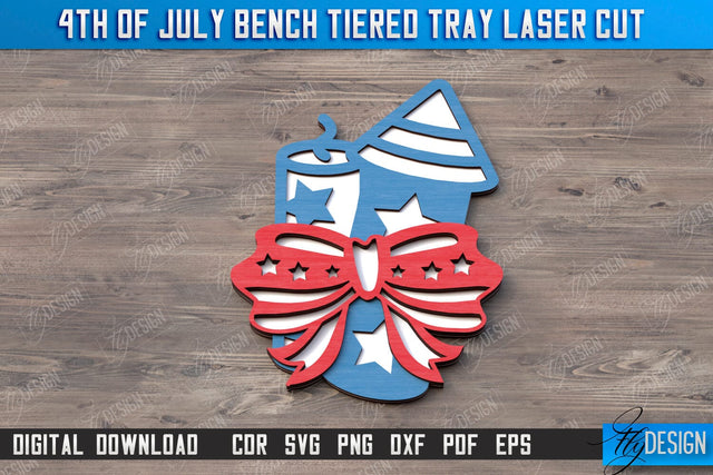4th of July Element Laser Cut | Patriotic Sign | Independence Day | Red White and Blue | CNC File SVG Fly Design 