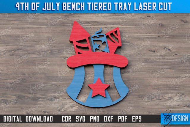 4th of July Element Laser Cut | Patriotic Sign | Independence Day | Red White and Blue | CNC File SVG Fly Design 