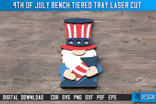 4th of July Element Laser Cut | Patriotic Sign | Independence Day | Red White and Blue | CNC File SVG Fly Design 