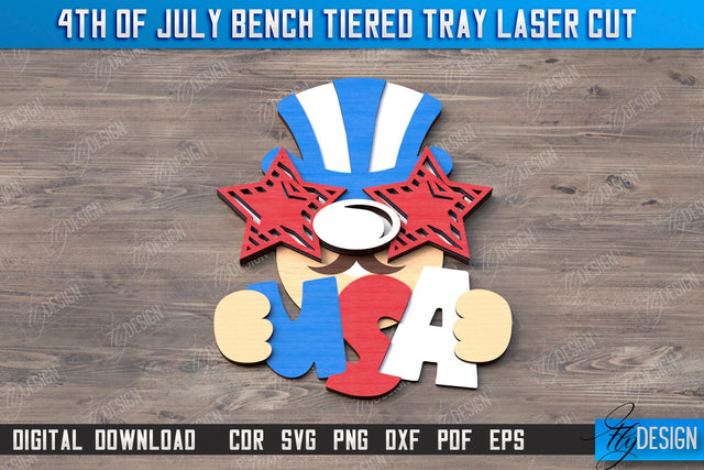4th of July Element Laser Cut | Patriotic Sign | Independence Day | Red White and Blue | CNC File SVG Fly Design 
