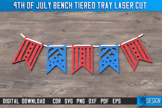 4th of July Element Laser Cut | Patriotic Sign | Independence Day | Red White and Blue | Garland| CNC File SVG Fly Design 