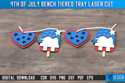 4th of July Element Laser Cut | Patriotic Sign | Independence Day | Red White and Blue | Garland| CNC File SVG Fly Design 