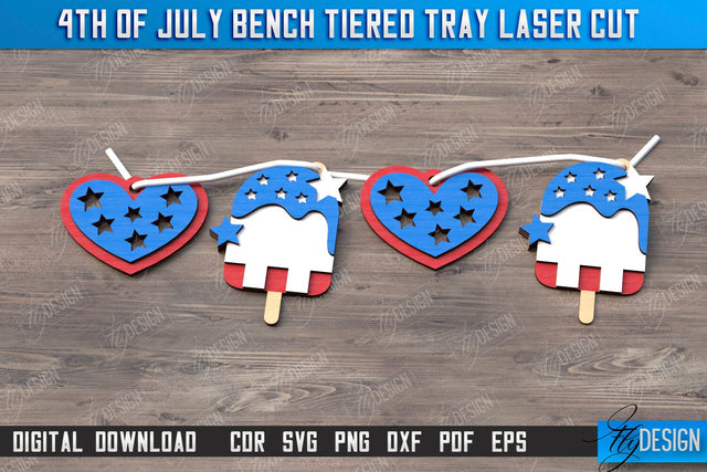 4th of July Element Laser Cut | Patriotic Sign | Independence Day | Red White and Blue | Garland| CNC File SVG Fly Design 