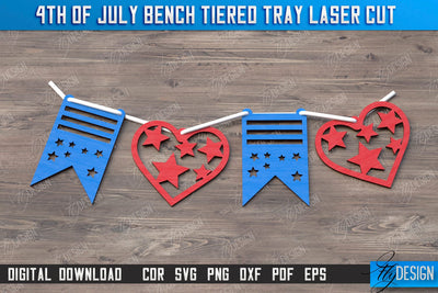 4th of July Element Laser Cut | Patriotic Sign | Independence Day | Red White and Blue | Garland| CNC File SVG Fly Design 