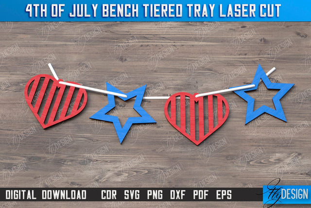 4th of July Element Laser Cut | Patriotic Sign | Independence Day | Red White and Blue | Garland| CNC File SVG Fly Design 