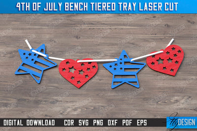 4th of July Element Laser Cut | Patriotic Sign | Independence Day | Red White and Blue | Garland| CNC File SVG Fly Design 