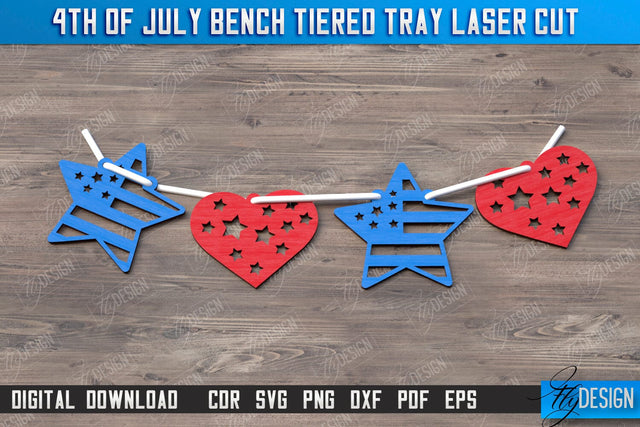 4th of July Element Laser Cut | Patriotic Sign | Independence Day | Red White and Blue | Garland| CNC File SVG Fly Design 