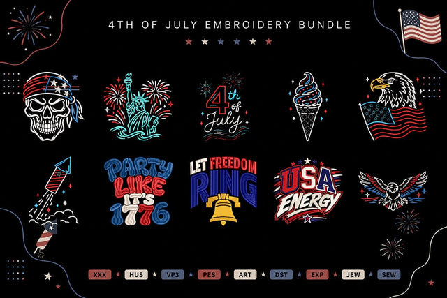 4th Of July Embroidery Bundle Patriotic USA Independence Day Designs Embroidery/Applique DESIGNS sg embroidery 