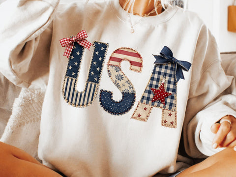 4th of July Faux Patchwork USA Png, USA Png, 4th of July Png, American Flag Png, Patchwork Patriotic Design, USA Flag Png SVG DesignDestine 