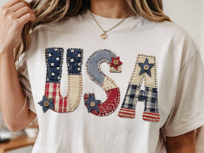 4th of July Faux Patchwork USA Png, USA Png, 4th of July Png, American Flag Png, Patchwork Patriotic Design, USA Flag Png SVG DesignDestine 