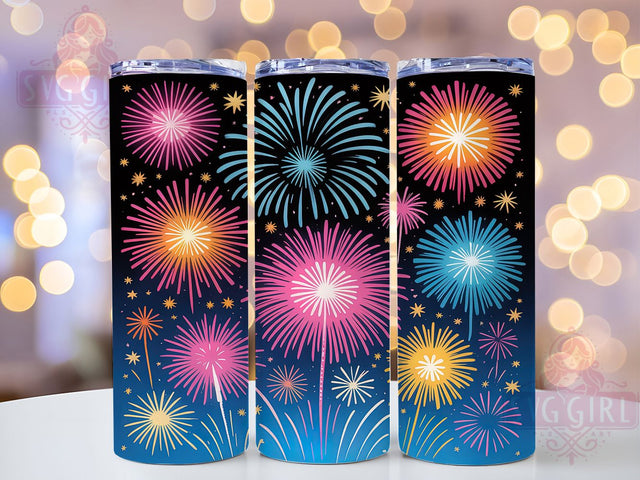 4th of July Fireworks Celebration Tumbler, 4Th Of July Art, Patriotic Tumbler Design, 20Oz Sublimation, Independence Day Wrap, USA Fireworks Printable, Red White Blue Theme Sublimation SvggirlplusArt 