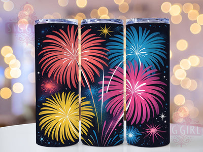 4th of July Fireworks Celebration Tumbler, 4Th Of July Art, Patriotic Tumbler Design, 20Oz Sublimation, Independence Day Wrap, USA Fireworks Printable, Red White Blue Theme Sublimation SvggirlplusArt 