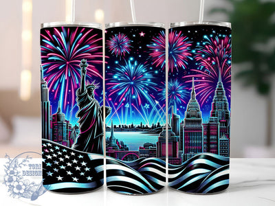 4th of July Fireworks Tumbler, 4th of July Sublimation Design, NY Independence Day Tumbler, 20oz Skinny Tumbler Wrap, American Flag Fireworks Design, USA Celebration Tumbler Sublimation ToriDesigns 