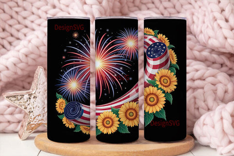 4th of July Fireworks Tumbler Wrap Sublimation DesignSVG 