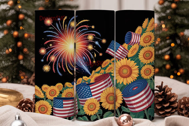 4th of July Fireworks Tumbler Wrap Sublimation DesignSVG 