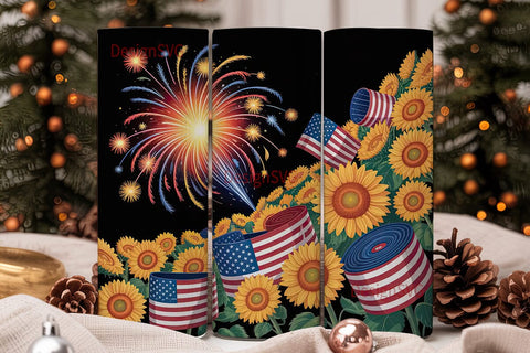 4th of July Fireworks Tumbler Wrap Sublimation DesignSVG 