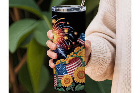 4th of July Fireworks Tumbler Wrap Sublimation DesignSVG 