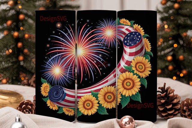 4th of July Fireworks Tumbler Wrap Sublimation DesignSVG 