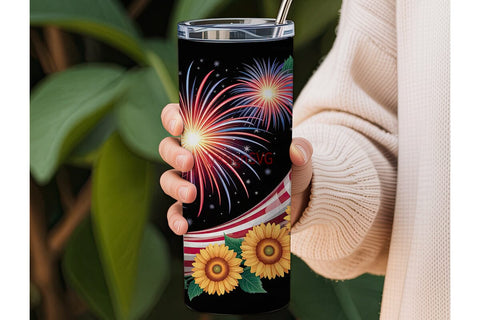 4th of July Fireworks Tumbler Wrap Sublimation DesignSVG 
