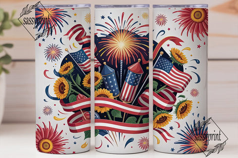 4th of July Fireworks Tumbler Wrap Sublimation sassyprint 