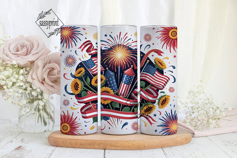 4th of July Fireworks Tumbler Wrap Sublimation sassyprint 