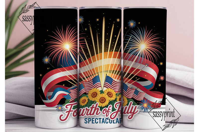 4th of July Fireworks Tumbler Wrap Sublimation sassyprint 