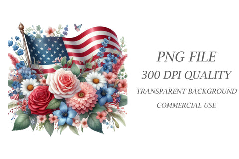 4th of July Florals Clipart Sublimation Rupkotha 