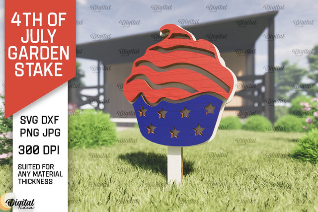 4th of July Garden Stake Laser Cut. Garden Stake SVG SVG Evgenyia Guschina 