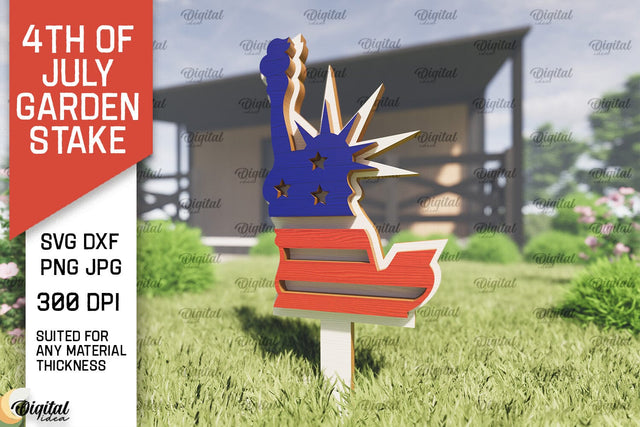 4th of July Garden Stake Laser Cut. Garden Stake SVG SVG Evgenyia Guschina 