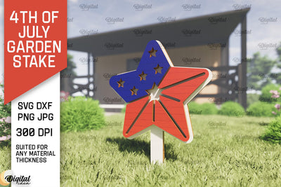 4th of July Garden Stake Laser Cut. Garden Stake SVG SVG Evgenyia Guschina 