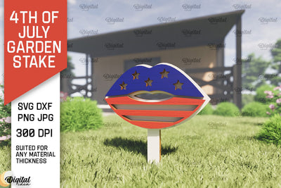 4th of July Garden Stake Laser Cut. Garden Stake SVG SVG Evgenyia Guschina 
