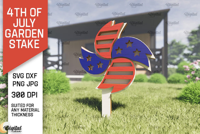 4th of July Garden Stake Laser Cut. Garden Stake SVG SVG Evgenyia Guschina 