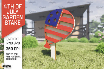 4th of July Garden Stake Laser Cut. Garden Stake SVG SVG Evgenyia Guschina 