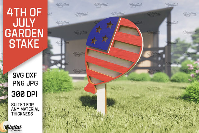 4th of July Garden Stake Laser Cut. Garden Stake SVG SVG Evgenyia Guschina 