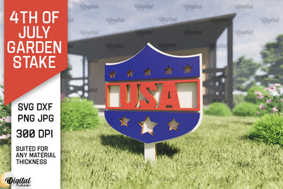 4th of July Garden Stake Laser Cut. Garden Stake SVG SVG Evgenyia Guschina 