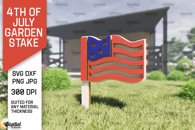 4th of July Garden Stake Laser Cut. Garden Stake SVG SVG Evgenyia Guschina 